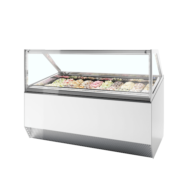 Professional 20 scoop ventilated ice cream display with flat glass MILLENNIUM ST20