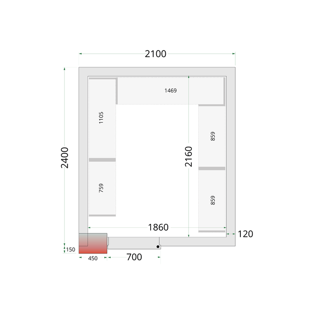 Cold room panels with 120 mm insulation CR 210x240x220