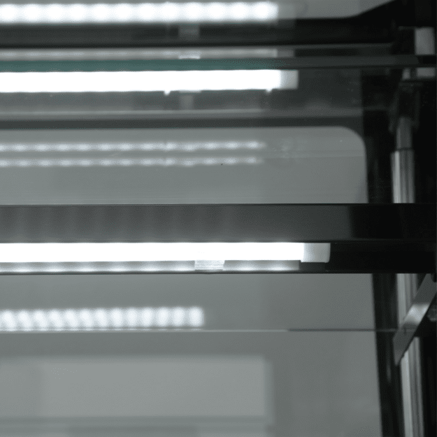 Refrigerated display counter with flat glass structure PDA3-CTF90B-1