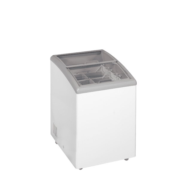 Elegant chest freezer with curved sliding glass lids IDC152-W1