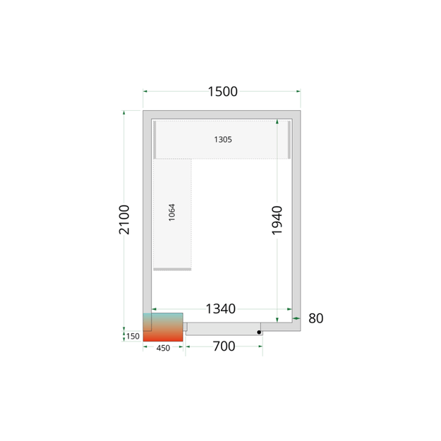 Šaltojo kambario plokštės su 80 mm izoliacija CR 150x210x220