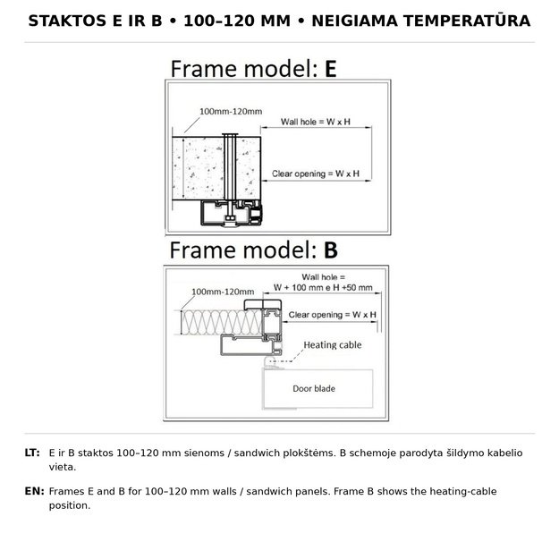Varstomos šaldymo kameros durys 900×2200 mm – neigiamai temperatūrai