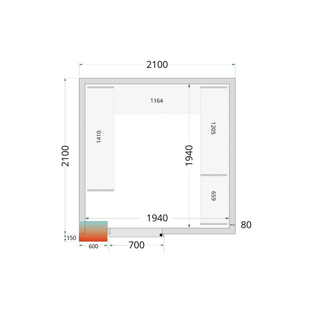 Šaltojo kambario plokštės su 80 mm izoliacija CR 210x210x220