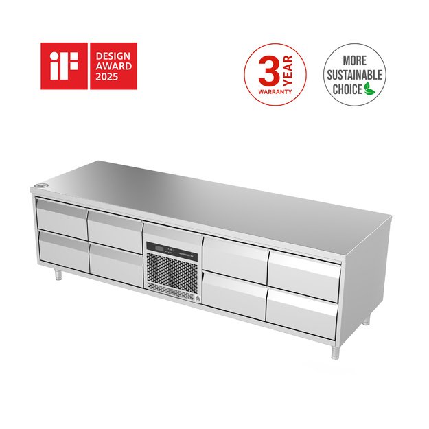 Novameta žemas šaldymo stalas FP0-E428, 2130 × 700 × 650 mm