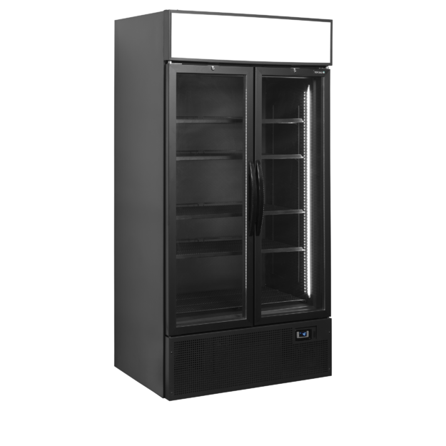 Black 2-door display cooler with canopy FSC1000H BLACK