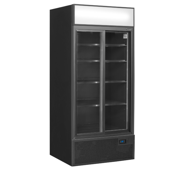 Black 2-door display cooler with canopy FSC891S Black