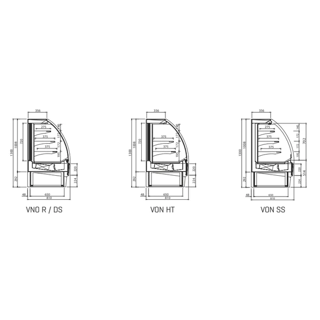Konditerinė šaldymo vitrina INFRICO VON9R – 978 mm, ONIX