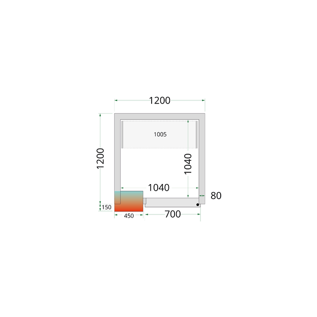 Cold room panels with 80 mm insulation - without floor CR 120x120x212 NF