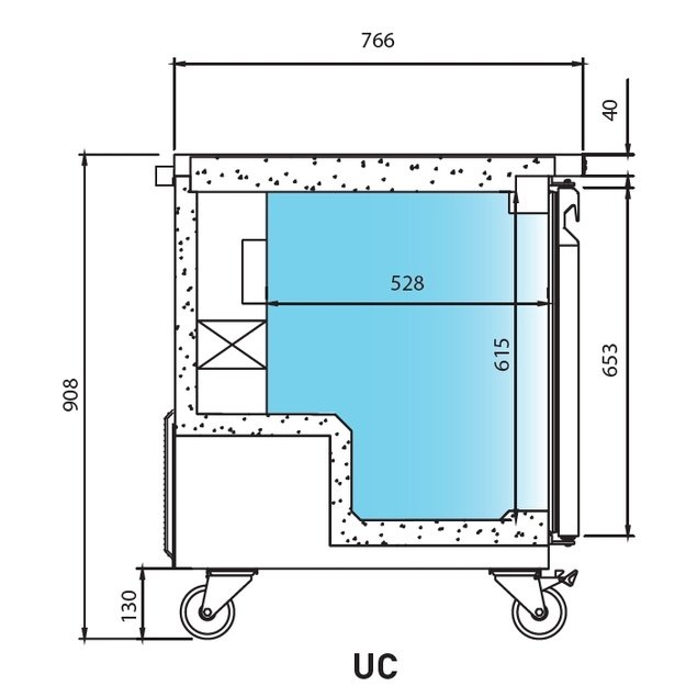 INFRICO UC 48 R – šaldymo stalas, 380 l