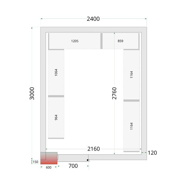 Šaltojo kambario plokštės su 120 mm izoliacija CR 240x300x220