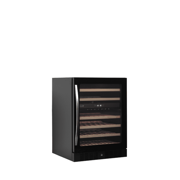 Black wine cooler with glass door for an exclusive display TFW200-F
