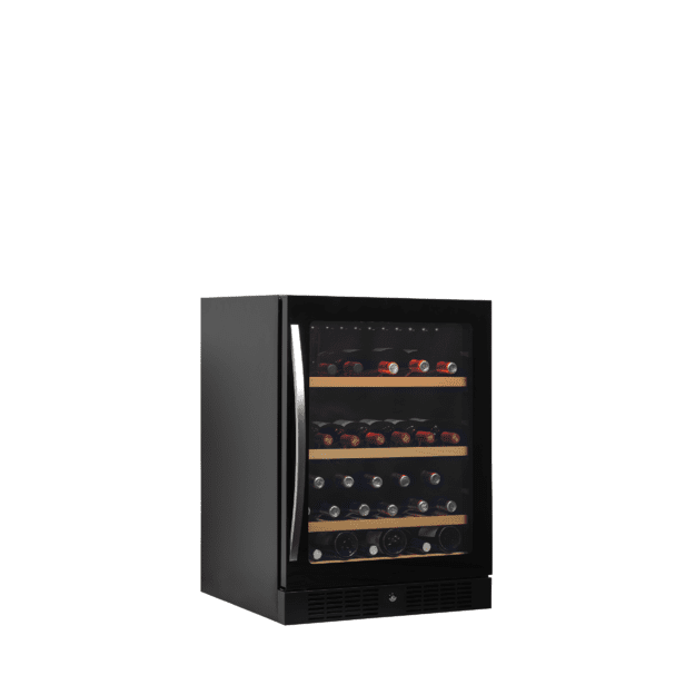 Black wine cooler with glass door for an exclusive display TFW200-F
