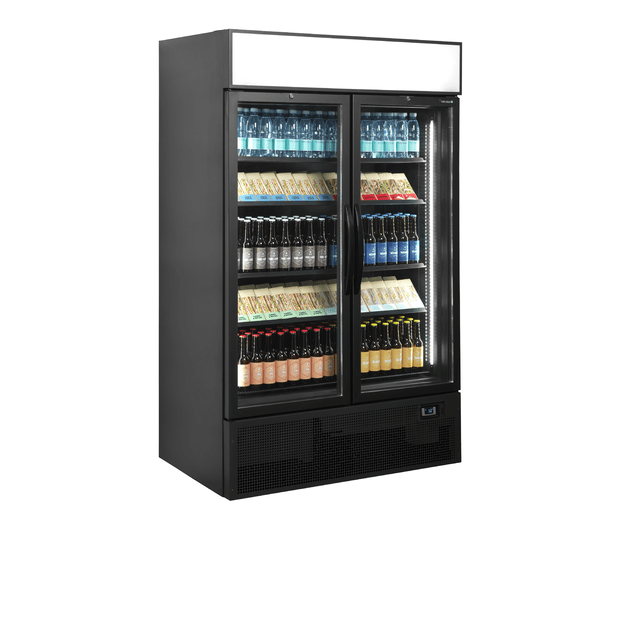 Black 2-door display cooler with canopy FSC1200H BLACK
