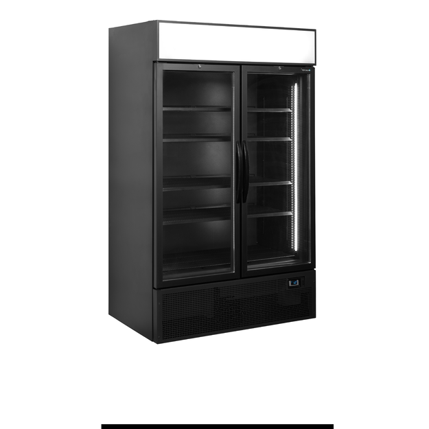 Black 2-door display cooler with canopy FSC1200H BLACK