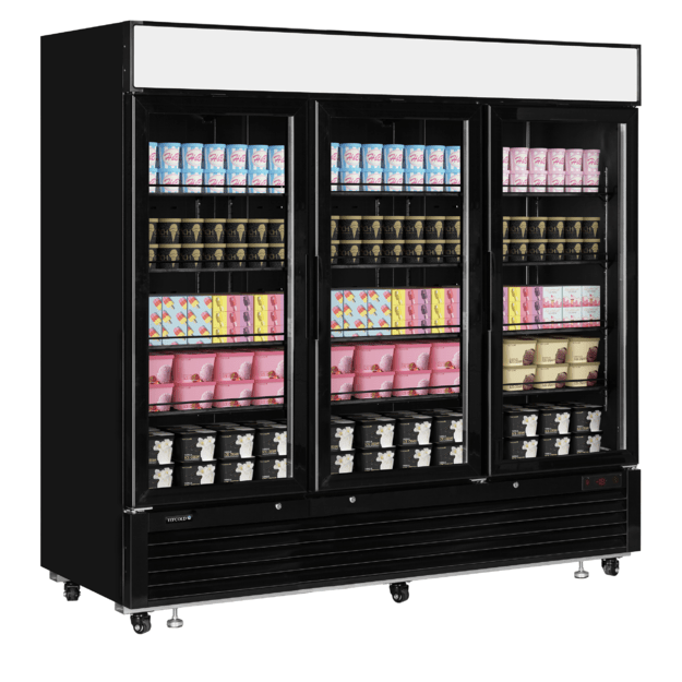 Elegant black display freezer with canopy LGF7500B