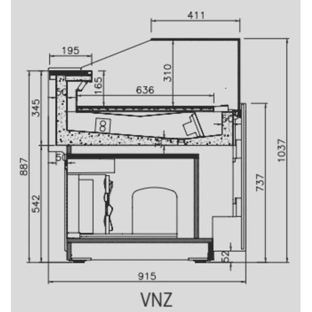 Žema konditerinė šaldymo vitrina INFRICO VNZ9 – 978 mm, NIZA