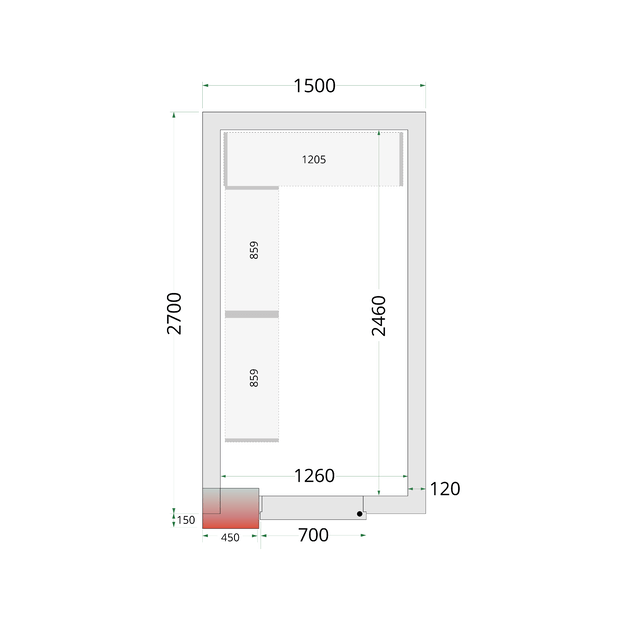 Cold room panels with 120 mm insulation CR 150x270x220