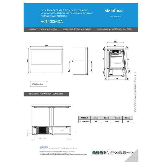 INFRICO VC1400MDA – sauso mėsos brandinimo vitrina, 470 l