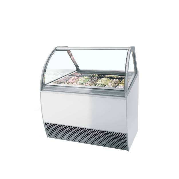 Professional ventilated scoop ice cream display with curved glass MILLENNIUM LX12