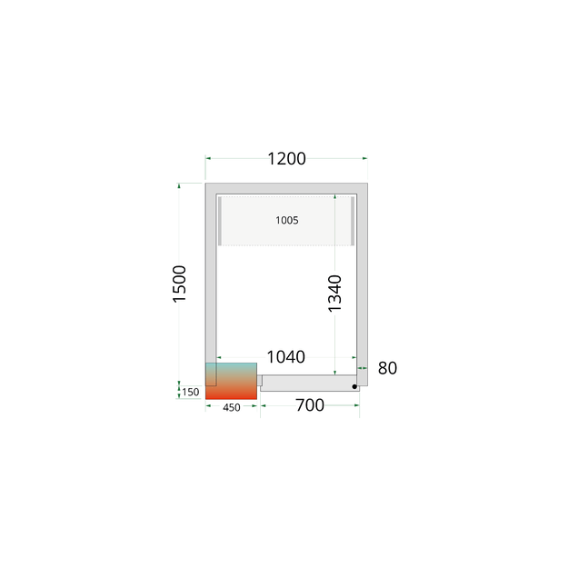 Cold room panels with 80 mm insulation - without floor CR 120x150x212 NF