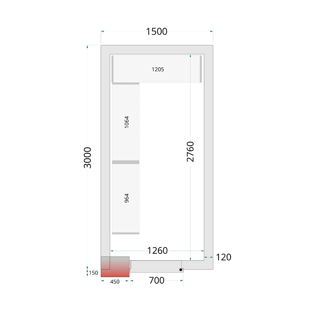 Cold room panels with 120 mm insulation CR 150x300x220