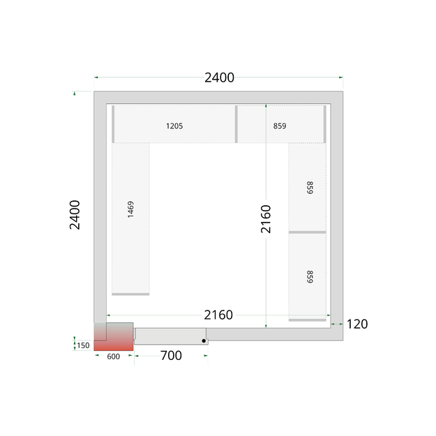 Cold room panels with 120 mm insulation CR 240x240x220