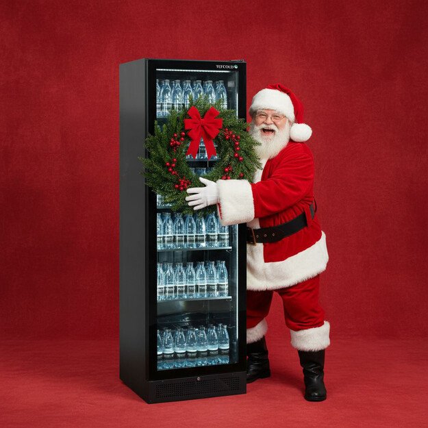 Juodas vitrininis šaldytuvas berėmemis durimis SCU1425 1