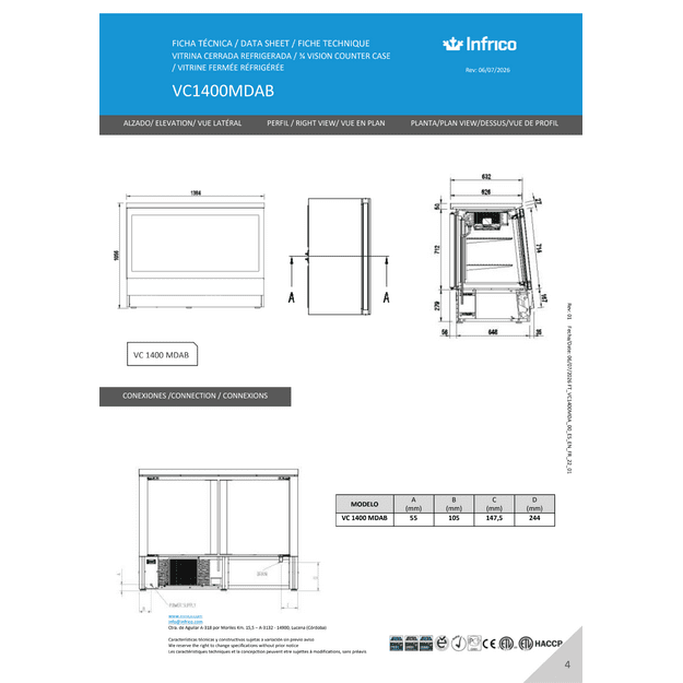 INFRICO VC1400MDAB – sauso mėsos brandinimo vitrina, 400 l