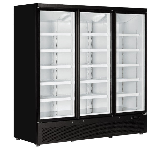 3-door commercial display refrigerator with black finish Atom Maxi C3DB