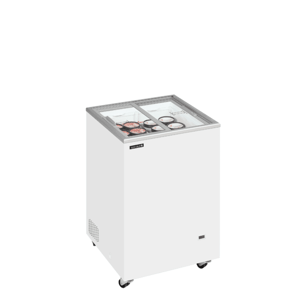 Chest freezer with flat sliding glass lids IC102SC