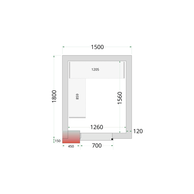 Šaltojo kambario plokštės su 120 mm izoliacija CR 150x180x220