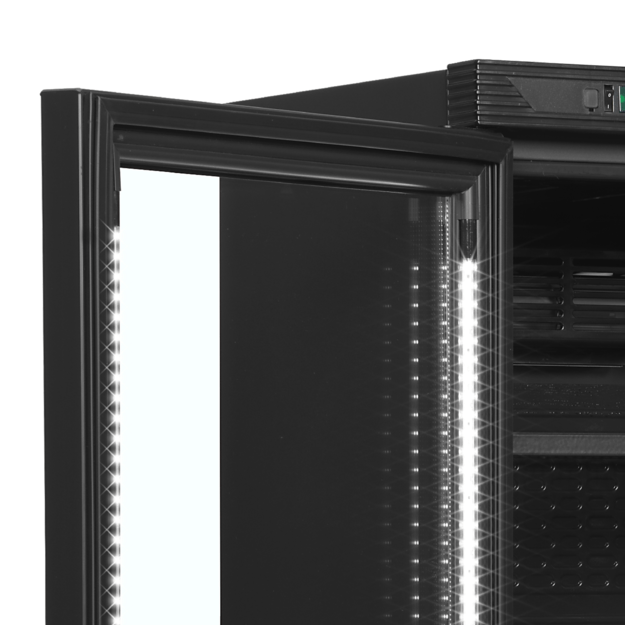 Black bottle cooler with left-hand hinged door CEV425 BLACK L/H