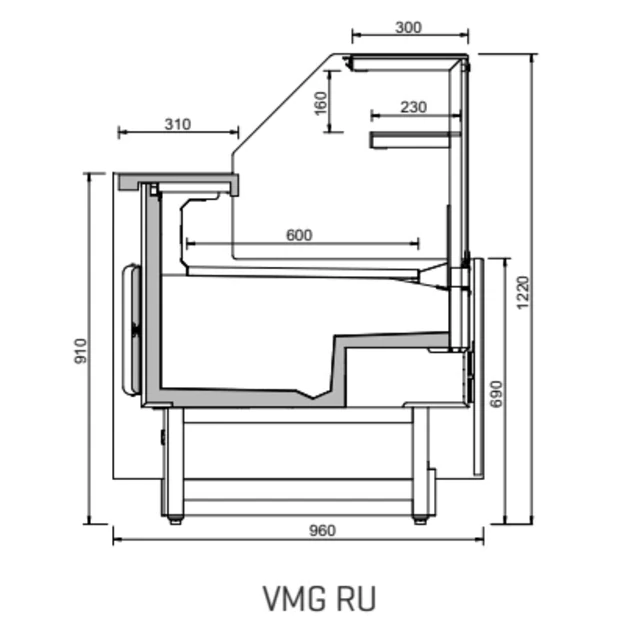 Konditerinė šaldymo vitrina su rezervu INFRICO VMG9RU – 998 mm, MAGNUS