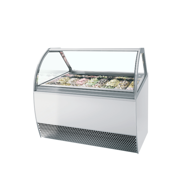 Professional 18 scoop ventilated ice cream display with curved glass MILLENNIUM LX18