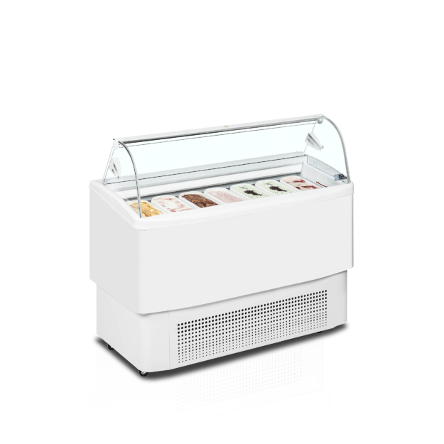 Ventilated 7 scoop ice display with curved glass FIJI 7