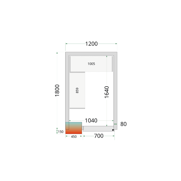 Cold room panels with 80 mm insulation - without floor CR 120x180x212 NF