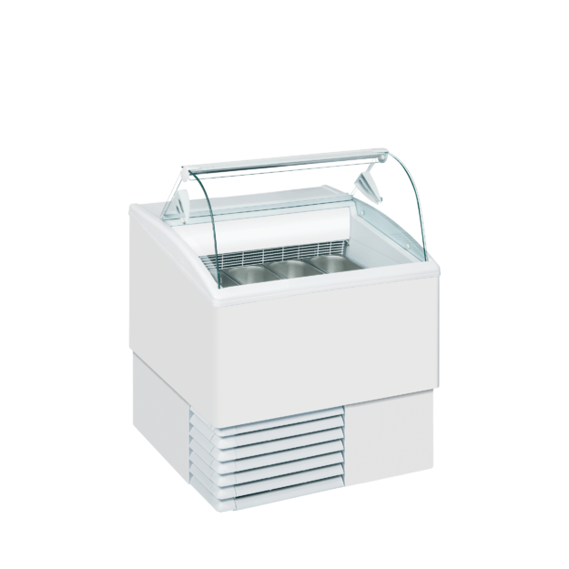 Scoop ice cream freezer with curved glass sneezeguard ISETTA 4LX