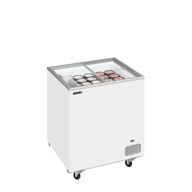Chest freezer with flat sliding glass lids IC202SC