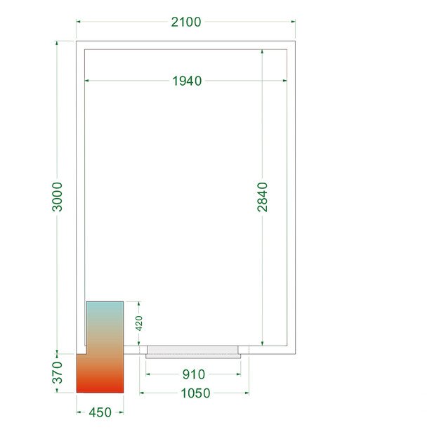 Šaldymo kambarys su 850 mm pločio durimis CRPF2130WD 5