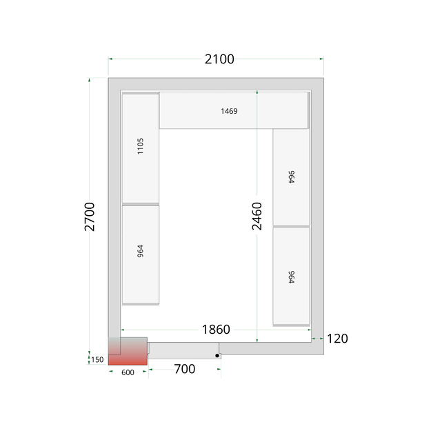 Cold room panels with 120 mm insulation CR 210x270x220 8