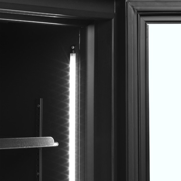 Juodas 2 durų vitrininis šaldytuvas su švieslente FSC1200H BLACK
