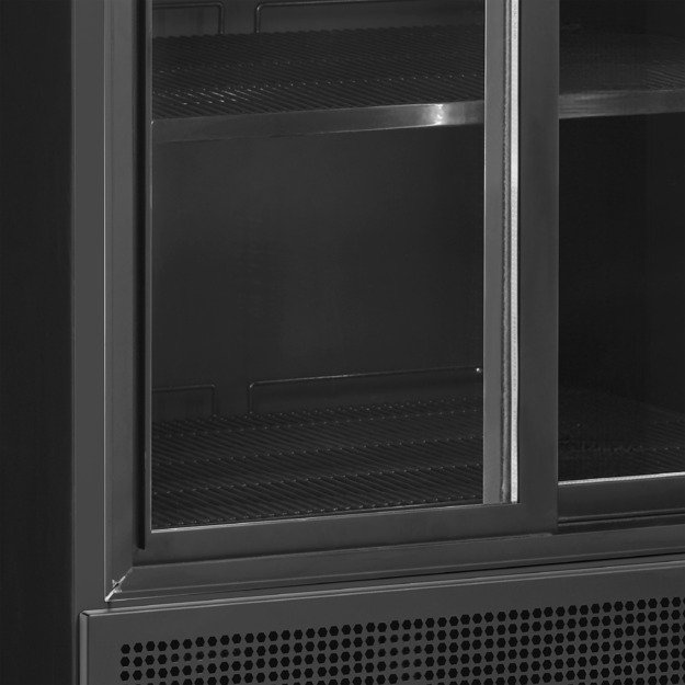 Juodas 2 durų vitrininis šaldytuvas su švieslente FSC891S Black